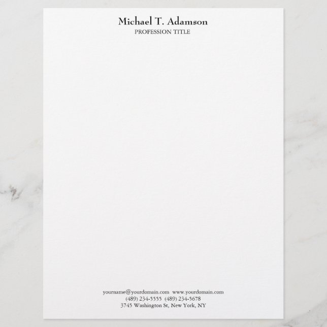 Membrete Estilo Retro Elegante Plata Blanco Simple (Anverso)