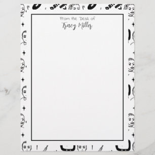 Membrete Estilo Retro Personalizado Negro y Blanco Cincuent
