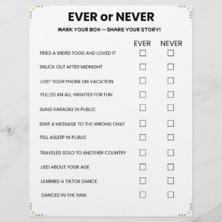 Membrete Ever or Never Game – Printable Icebreaker