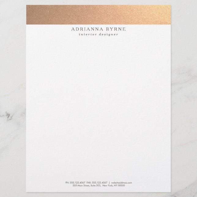 Membrete Falso oro de cobre elegante elegante (Anverso)