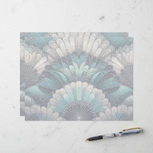 Membrete Fans de Art Nouveau Blue and Silver