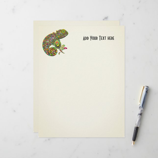 Membrete Fantasía psicodélica de Chameleon (Anverso/Reverso In Situ)