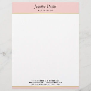 Membrete Faux Gold Rubor Pink Modern Caligraphy Script