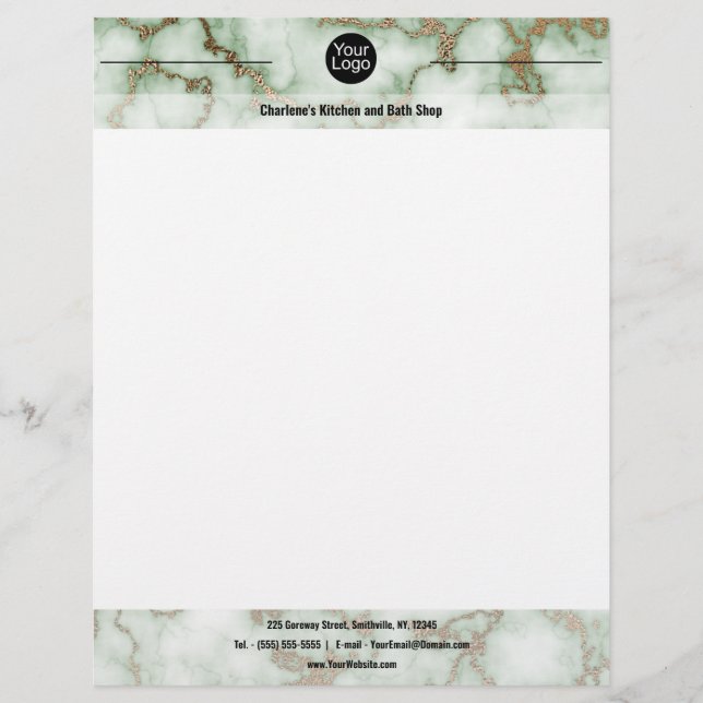 Membrete Faux Green Gold Marble (Anverso)