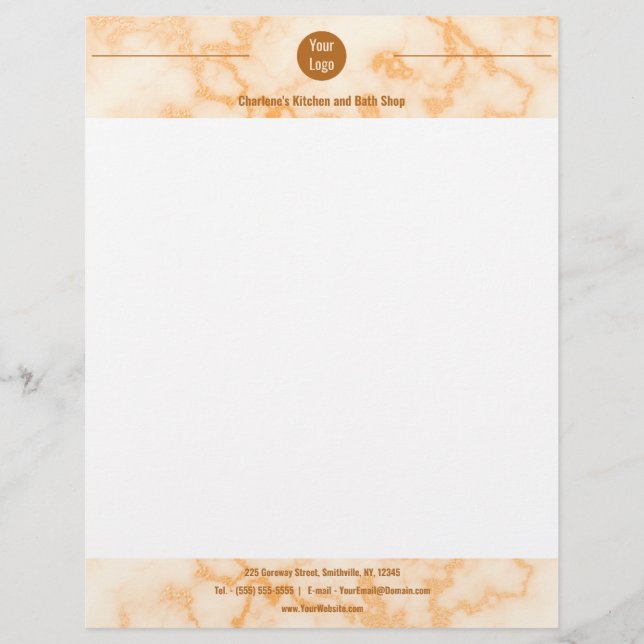 Membrete Faux Naranja Marble Letterhead (Anverso)