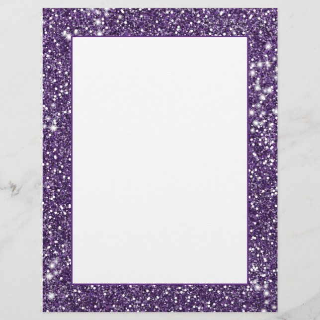 Membrete Faux Purple Purpurina Textura Look (Anverso)