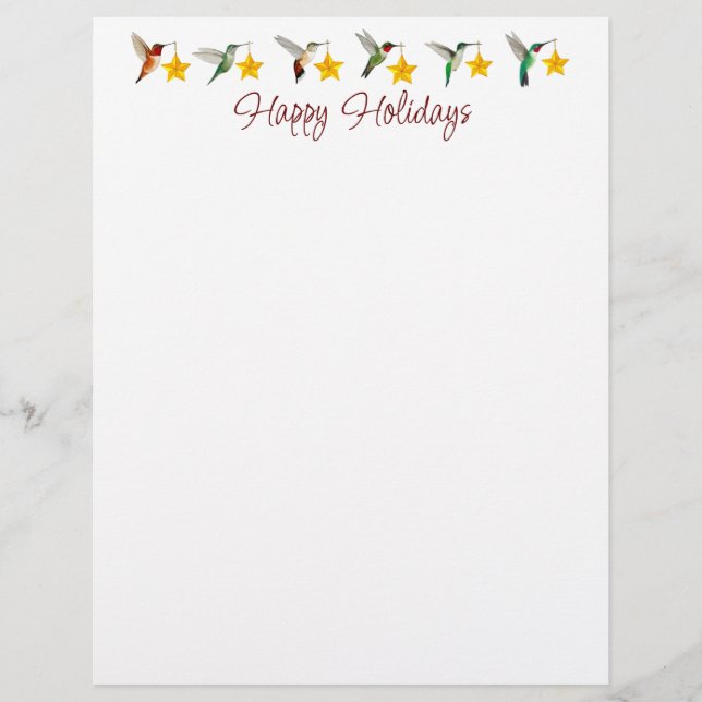Membrete Felices Fiestas Hummingbirds Letterhead (Anverso)