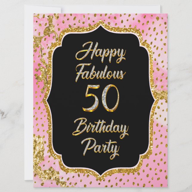 Membrete Feliz fabuloso 50.º Fiesta de invitaciones por cum (Anverso)