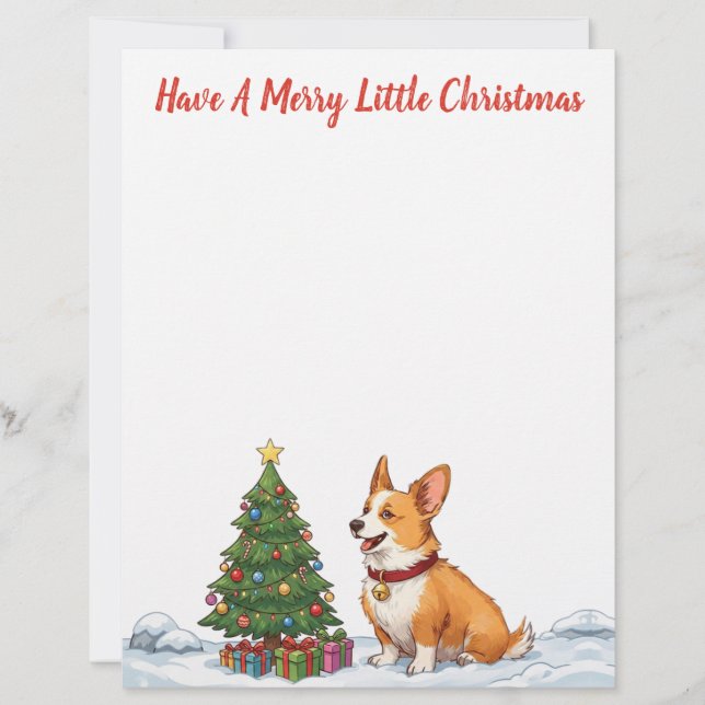 Membrete Feliz Navidad - Corgi (Anverso)