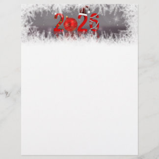Membrete Festive Red Xmas New Year 2026 Stationery Paper