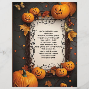 Membrete Fiesta de Halloween de Jack O'Lanterns y mariposas