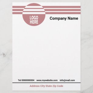 Membrete Filas geométricas, logotipo y código QR rosas y po