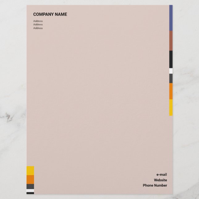 Membrete Fina Multicolor Clásica Lateral Strips Letterhead (Anverso)
