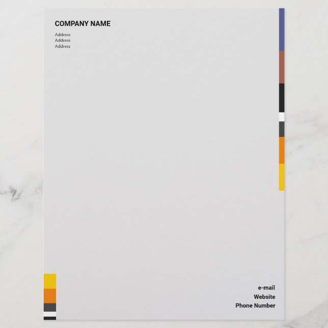 Membrete Fina Multicolor Clásica Lateral Strips Letterhead (Anverso)