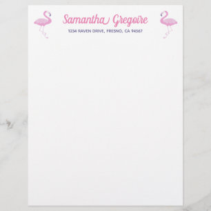 Membrete Flamingo rosa lindo con morado