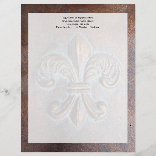 Membrete Fleur De Lis, Con Aspecto De Cobre Antiguo Impreso (Anverso)