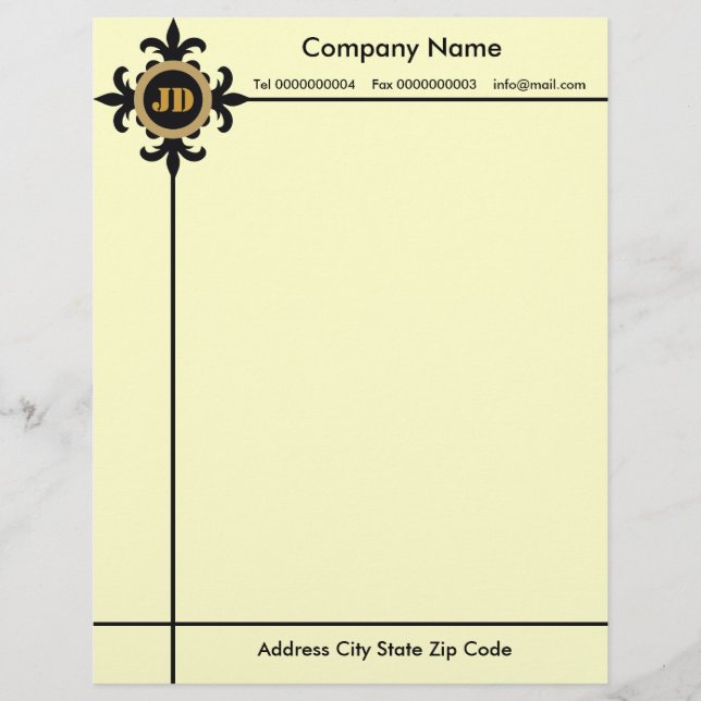 Membrete Fleur de lis monogram Letterhead (Anverso)
