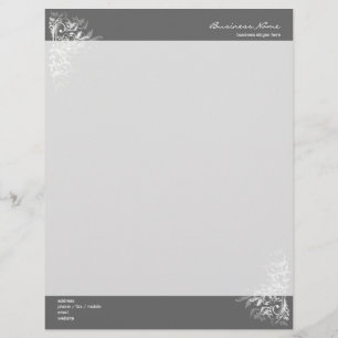 Membrete Flor blanca retro elegante nadar gris oscuro