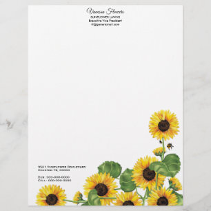 Membrete Flor de girasol de campo amarillo