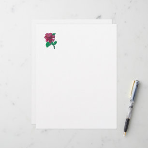 Membrete flor roja hibiscus Letterhead