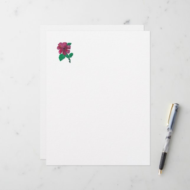 Membrete flor roja hibiscus Letterhead (Anverso/Reverso In Situ)