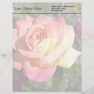 Membrete flor rosa rosa y amarilla, personalizado