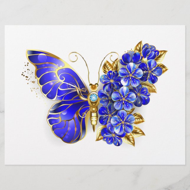 Membrete Flor Sapphire Mariposa (Anverso)