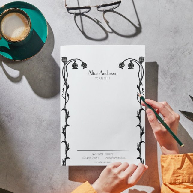 Membrete Flor silvestre floral blanca y negra (Subido por el creador)