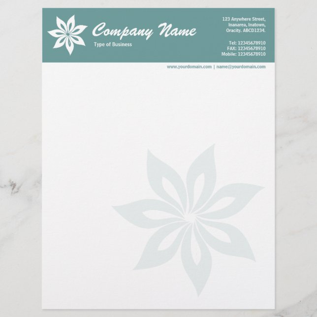 Membrete Flor - Verde Océano (Anverso)