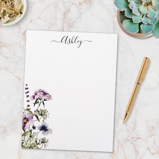 Membrete Flor violeta Bouquet acuarela Flora (In situ)