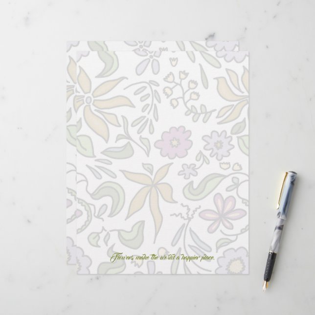 Membrete Floral Art Blank Scrapbook Paper (Anverso/Reverso In Situ)