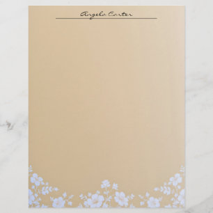 Membrete Floral blanca en Tan Letterhead