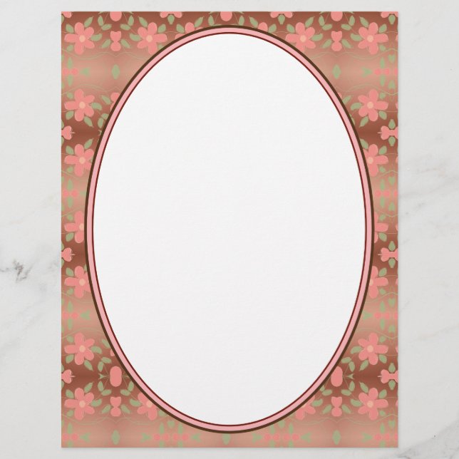 Membrete Floral coral con marrón (Anverso)