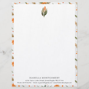 Membrete Floral de Verde Simple Rústico   Monograma