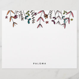 Membrete Floral personalizada ilustrada botánica