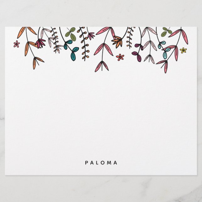 Membrete Floral personalizada ilustrada botánica (Anverso)