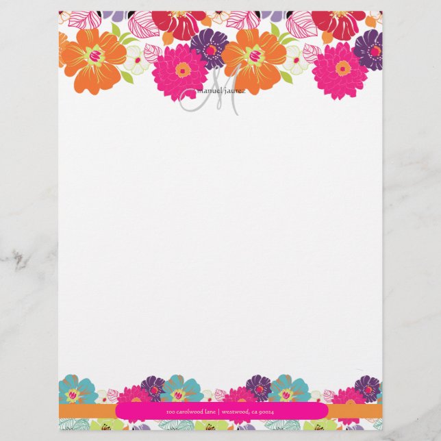 Membrete Floral retro PixDezine Alegre (Anverso)