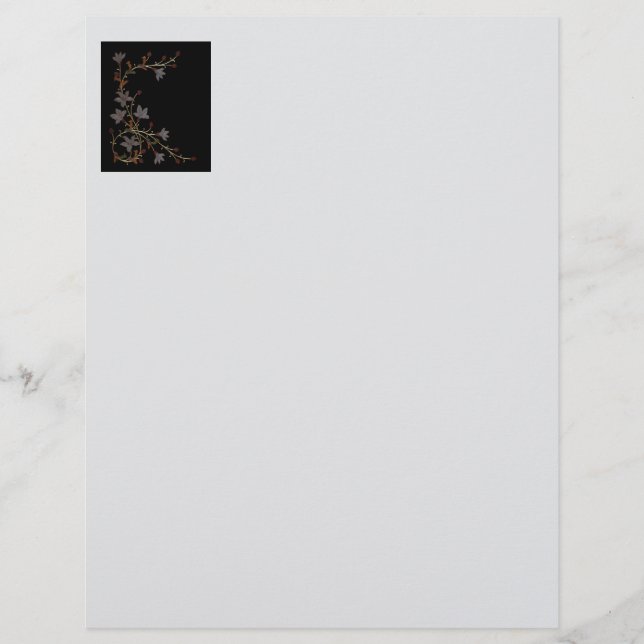 Membrete Flores Art Déco sobre negro (Anverso)