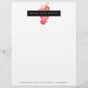 Membrete Flores de acuarela Beauty and Design Letterhead