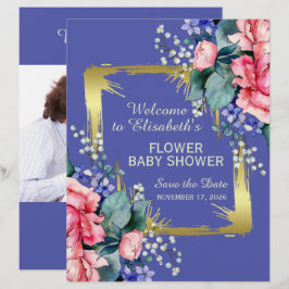 Membrete Flores de Acuarela - Marco Dorado 10