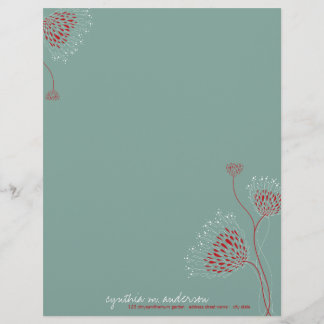 Membrete Flores de Crisantemo Rojo Floral Elegante Chic