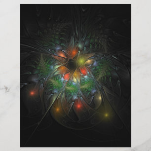 Membrete Flores de fantasía fractal blandas y tendientes