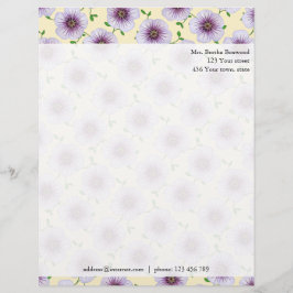 Membrete Flores de jardín morado floral Dirección Personali