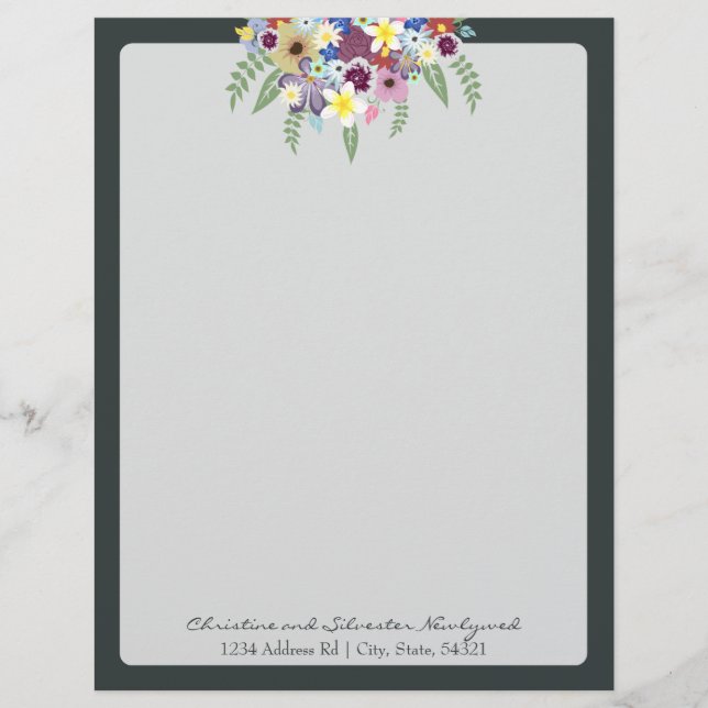 Membrete Flores de primavera, (Anverso)