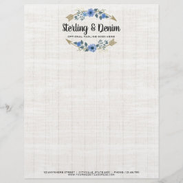 Membrete Flores florales de Madera Rústica y Acuarela Bohem