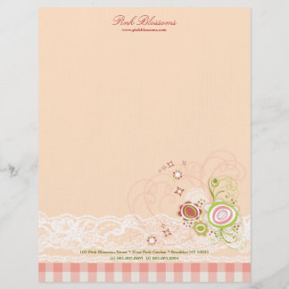 Membrete Flores florales dulces rosadas chequean negocio de