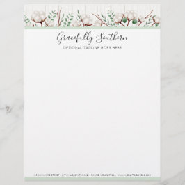 Membrete Flores rusticas de algodón del sur en madera blanc