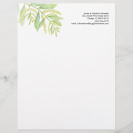 Membrete Flores verdes de eucalipto de foliación arte acuar