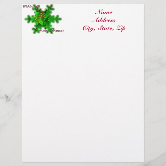 Membrete Foliage Merry Christmas Letterhead (Anverso)