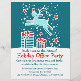 Membrete Folleto de fiesta de oficina brillante para renos 